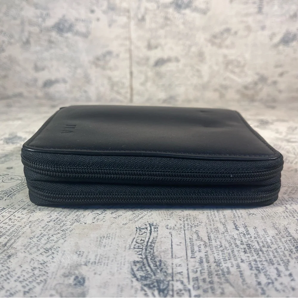 Vintage Double Zip Pocket Organizer Wallet Retro Travel Planner Case